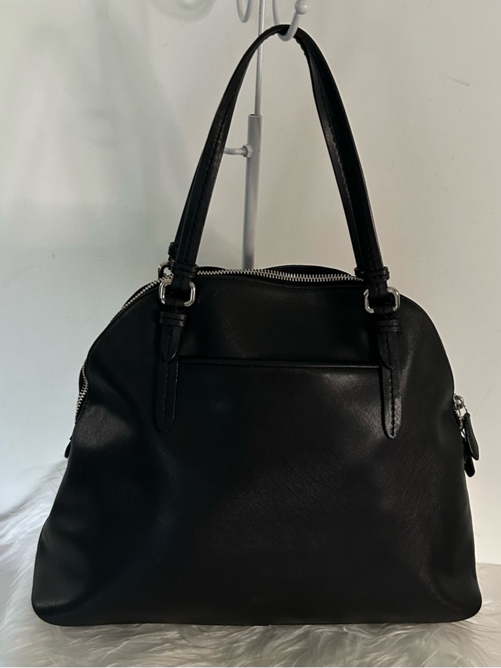 Coach Black Leather Shoulder Bag Silver Hardware structured Tote Classic - Picture 9 of 12